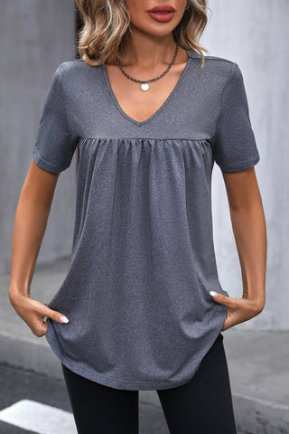 V Neck  Short Sleeve Casual Tops
