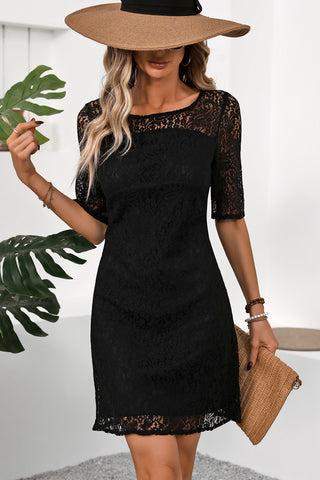 Lace Round Neck Sexy Mini Dress