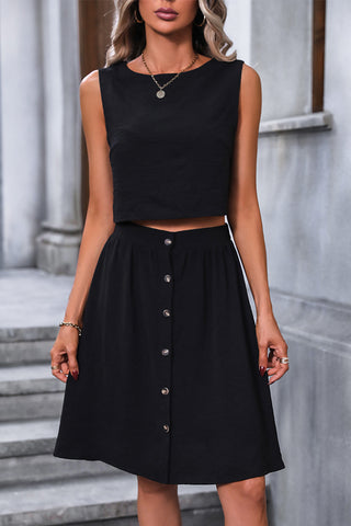 Solid Color Sleeveless Two Pieces Dress