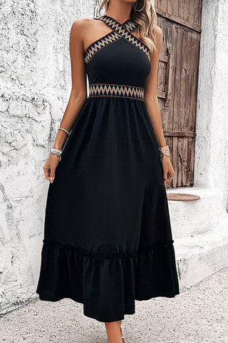 Solid Color Patchwork Side Slit Dress