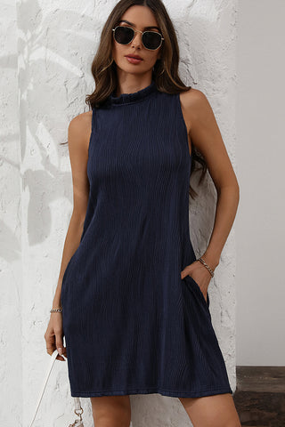 Solid Color Halter Neck Casual Mini Dress